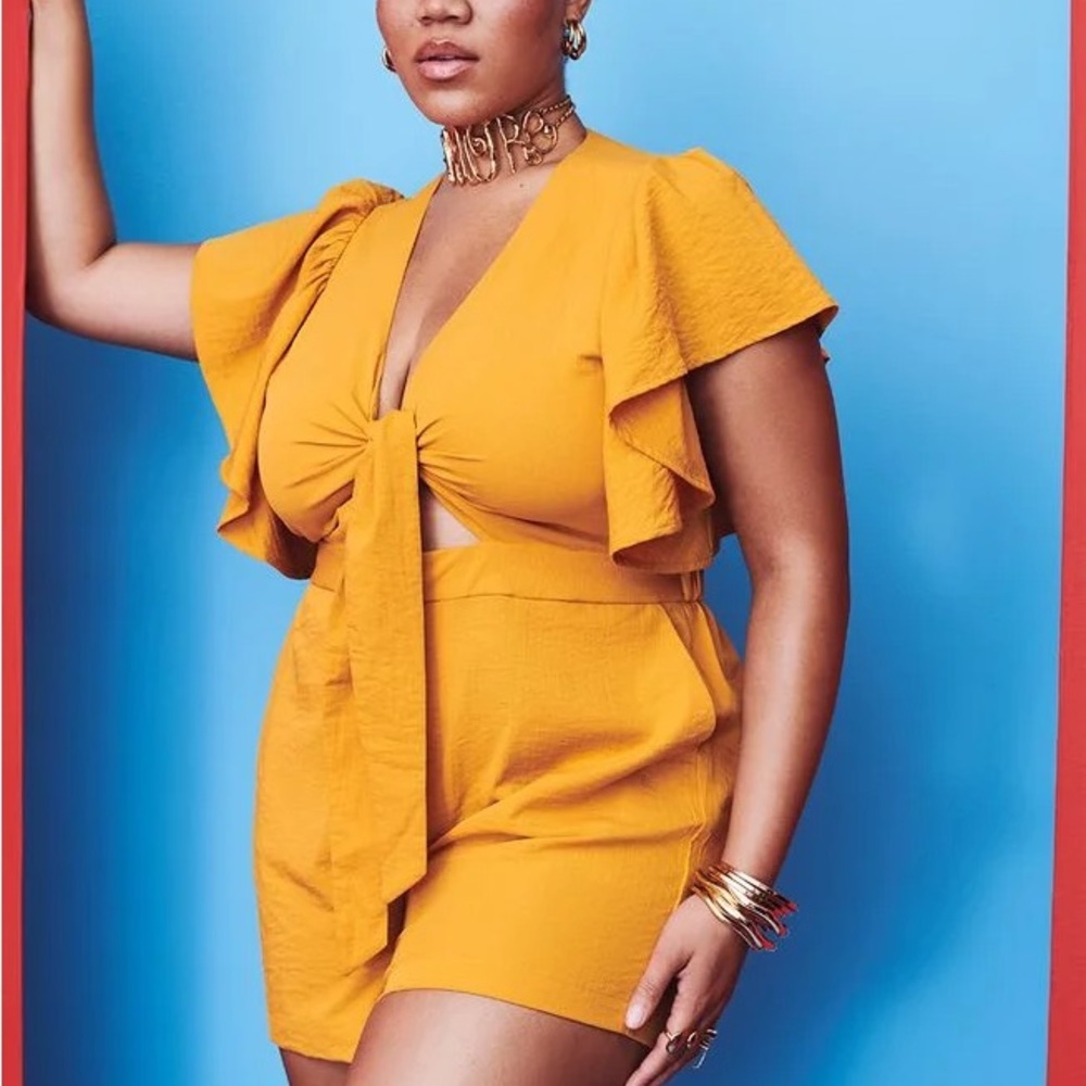 Eloquii Tie Bodice Romper With Flutter Sleeves Ro… - image 1